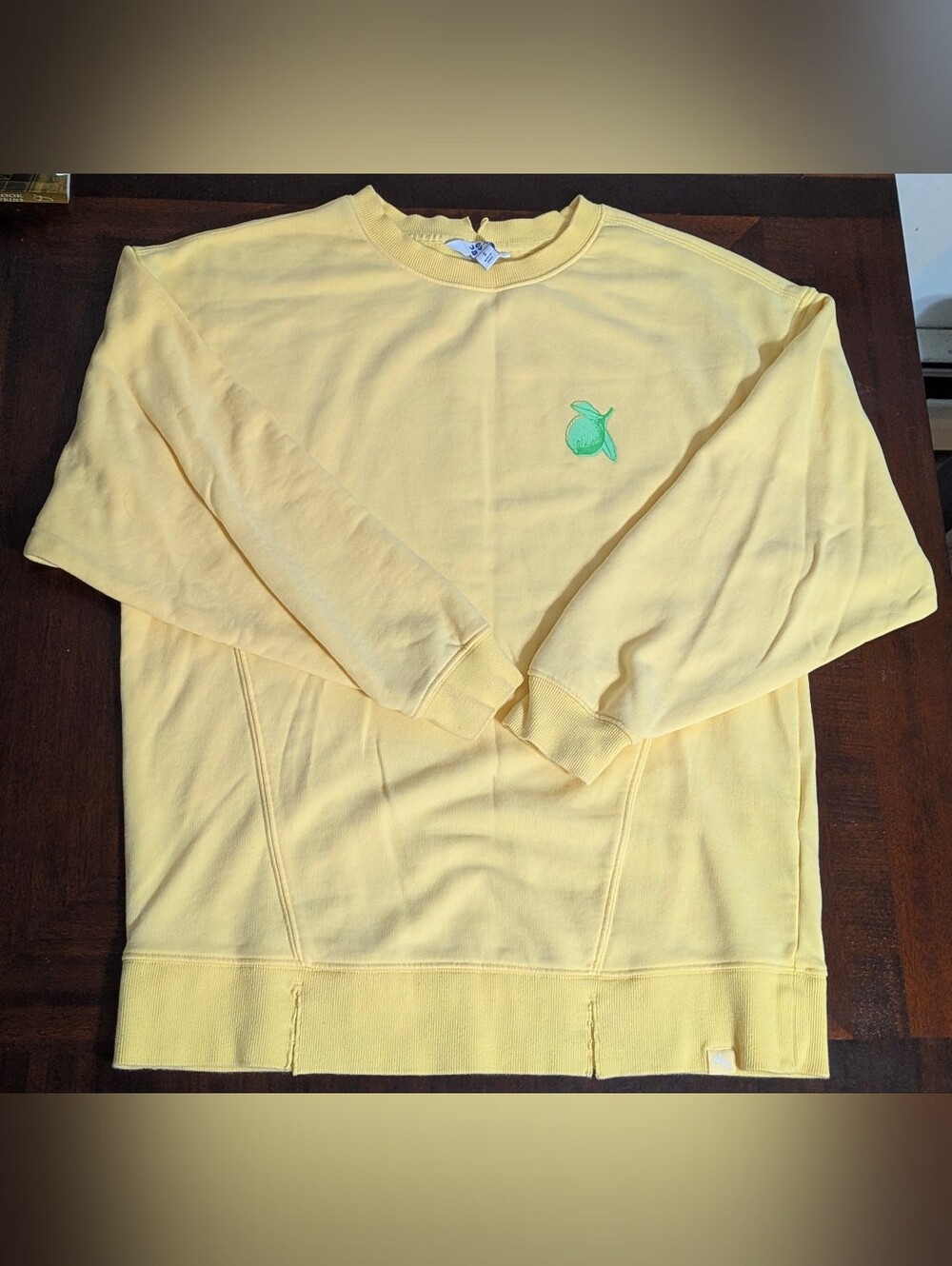 Joy Lab Yellow Crewneck Sweater w/ Green Limes & Amalfi Coast Italy